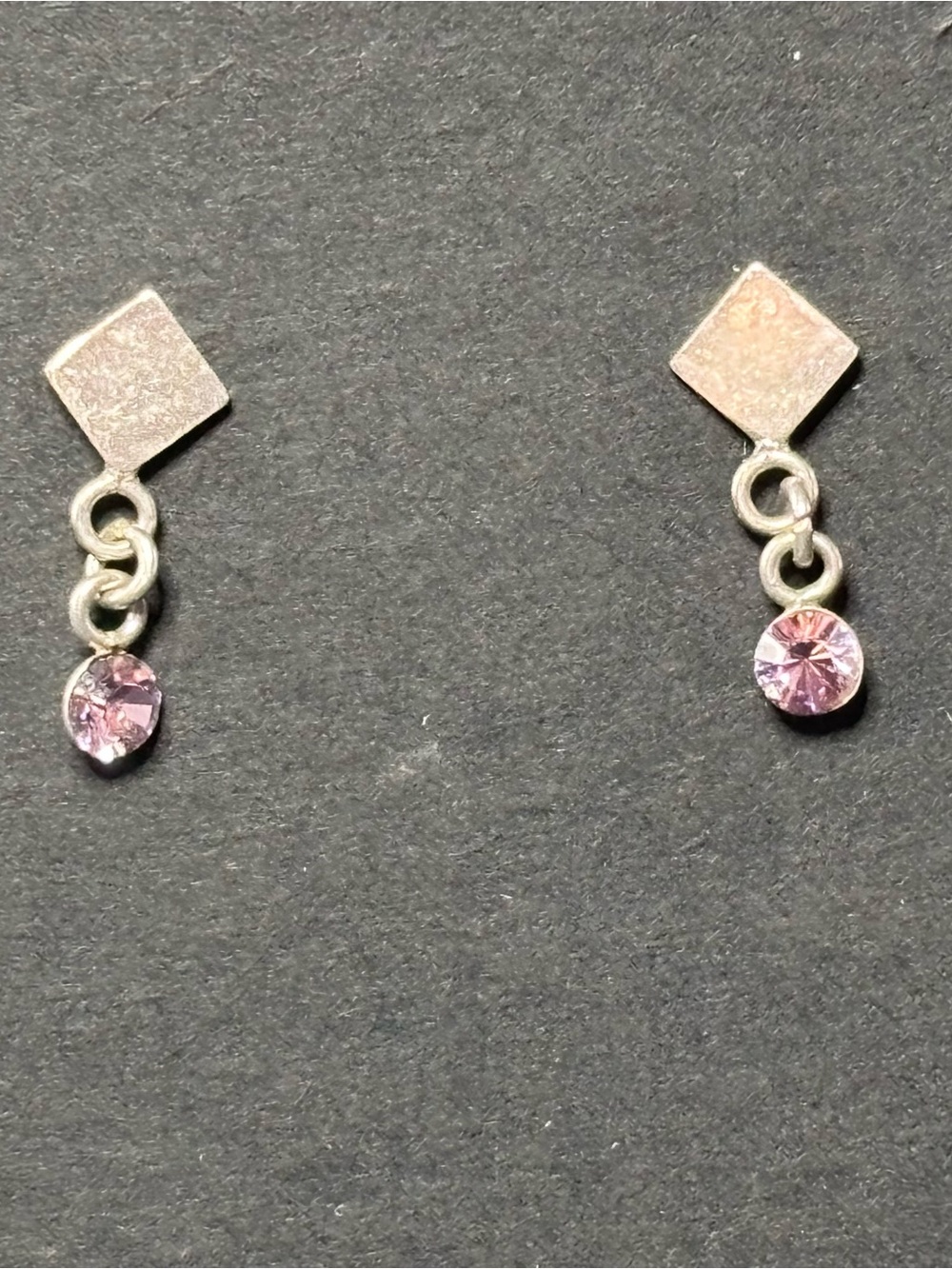 Delicate Lavender Crystal Dangle Stud Earrings